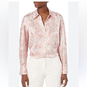 Vince 100 % silk Blush Floral Button Down Shirt